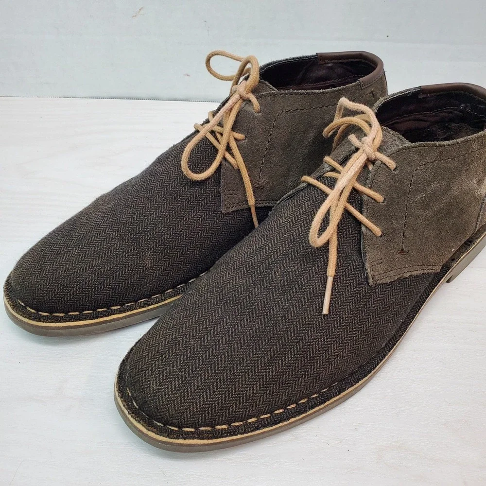 Kenneth Cole Reaction Brown Suede & Textile Desert Sun Chukka Boot Shoes US 11 M